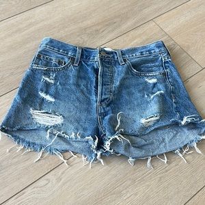 Aritzia denim forum the ex boyfriend short in blue denim